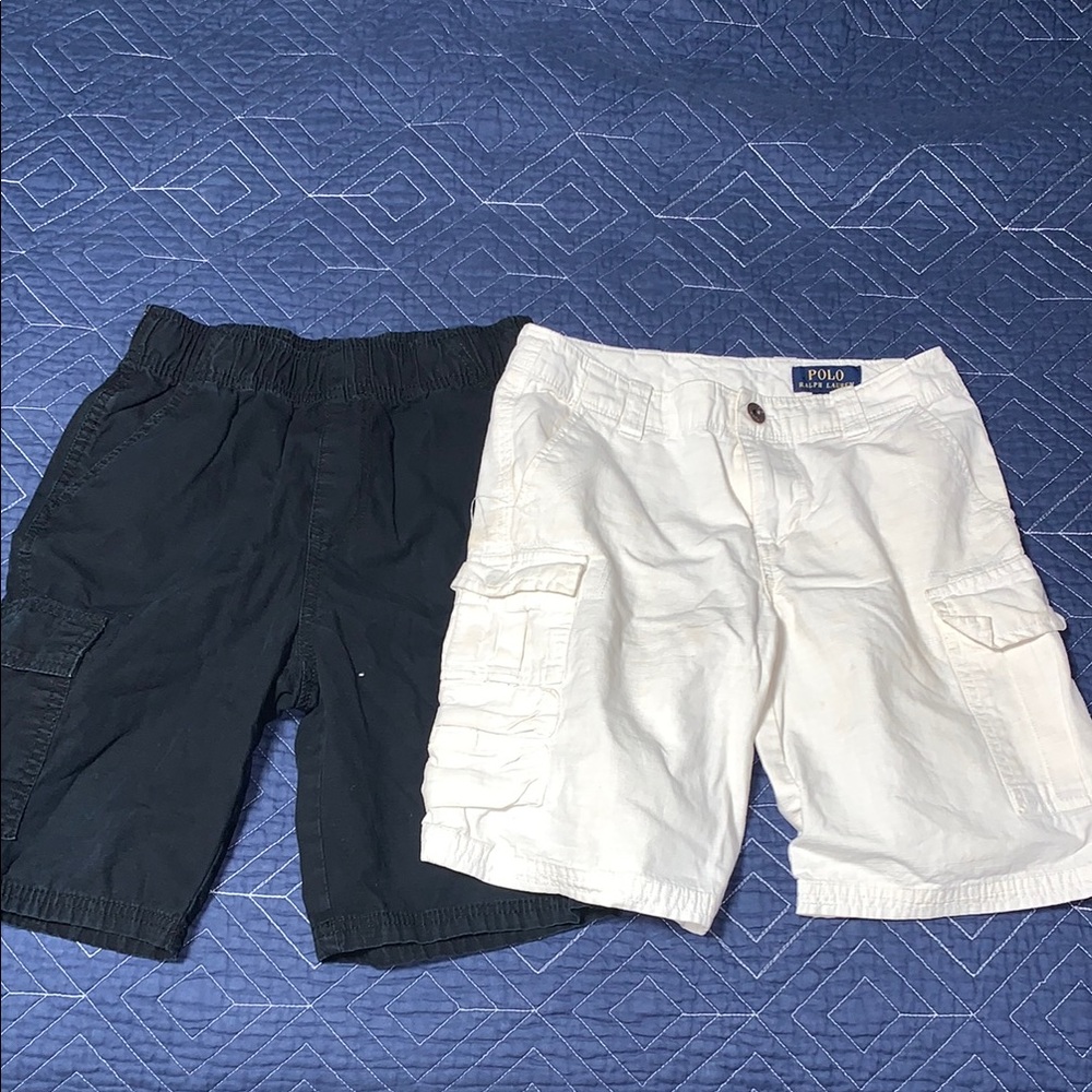 Boys Pair of kids cargo shorts size 10 black and white